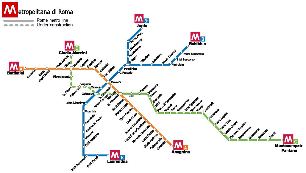 Roma Erasmus mapa do metropolitano 