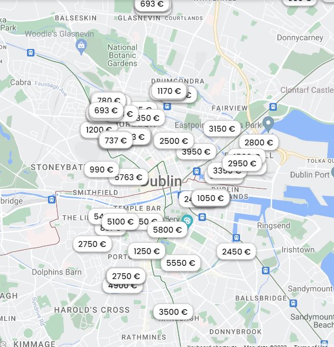 Dublin quanto custa um quarto de estudante