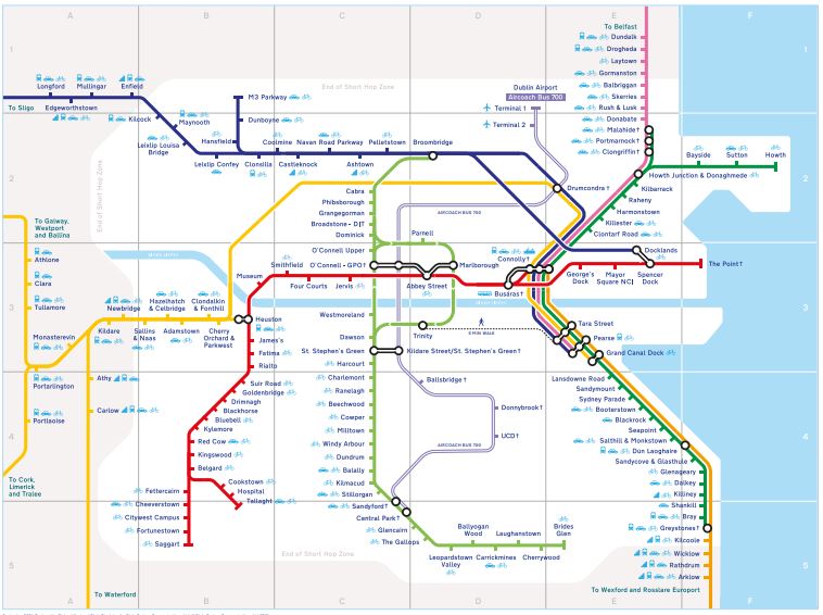 Erasmus em dublin mapa de comboio